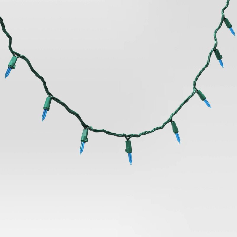 slide 3 of 4, 100ct LED Smooth Mini Christmas String Lights Light Blue with Green Wire - Wondershop™: Indoor/Outdoor, UL Listed, 100 ct