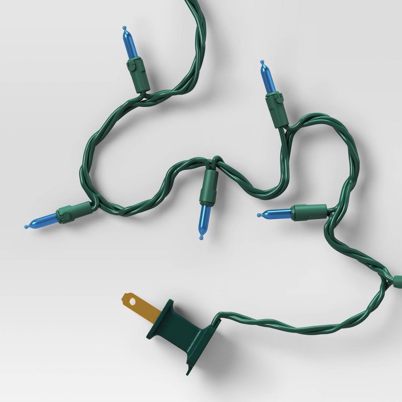 slide 4 of 4, 100ct LED Smooth Mini Christmas String Lights Light Blue with Green Wire - Wondershop™: Indoor/Outdoor, UL Listed, 100 ct