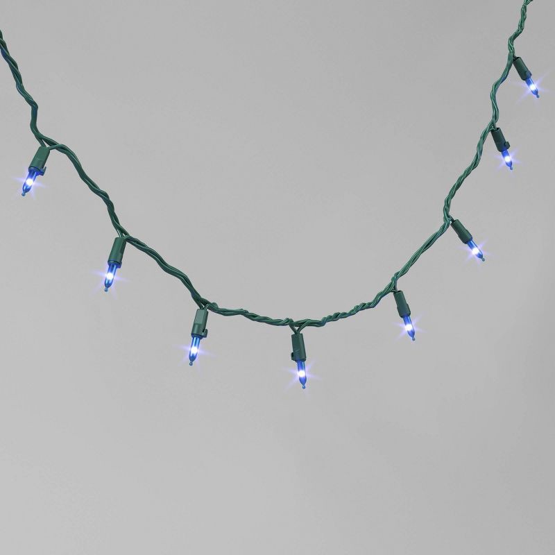 slide 1 of 4, 100ct LED Smooth Mini Christmas String Lights Light Blue with Green Wire - Wondershop™: Indoor/Outdoor, UL Listed, 100 ct