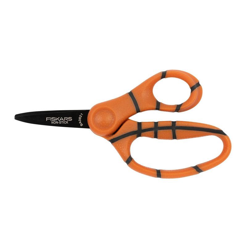 Fiskars 5" NonStick Sports Point Kids' Scissors Basketball 1 ct Shipt