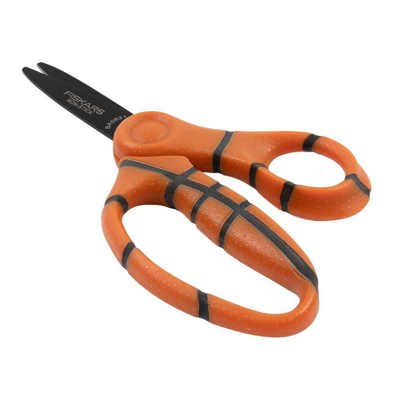 Fiskars 5" NonStick Sports Point Kids' Scissors Basketball 1 ct Shipt
