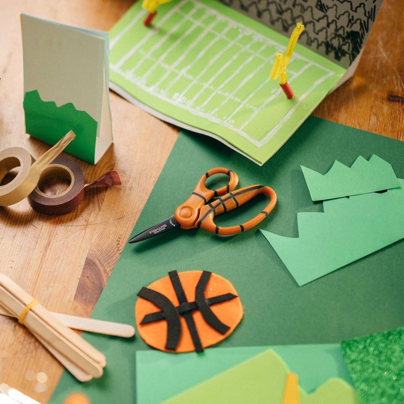 Fiskars 5" NonStick Sports Point Kids' Scissors Basketball 1 ct Shipt