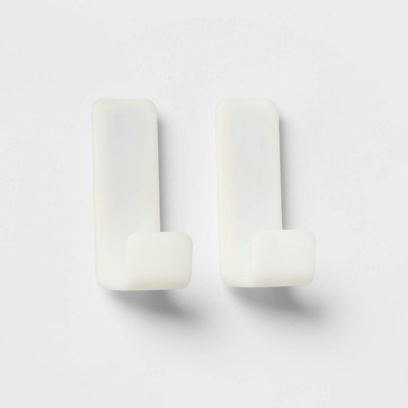 slide 1 of 3, Set of 2 Magnetic Hooks - Brightroom™: Strong ABS Utility Shelf Parts, Small White Pegboard Hooks, No Assembly Required, 1 ct