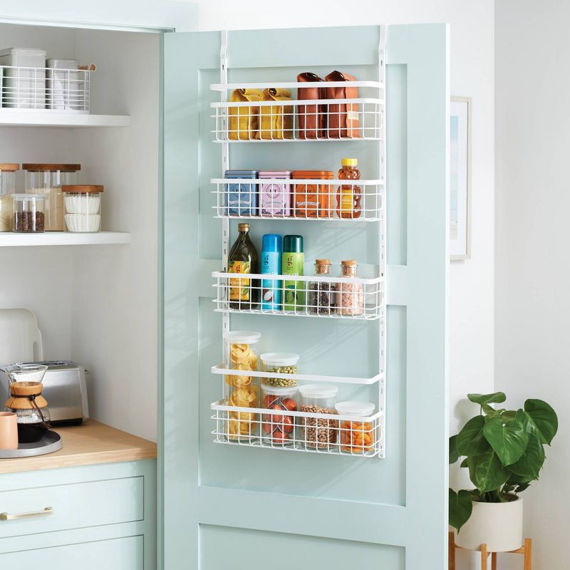 slide 2 of 3, 4 Tier Over-The-Door Storage Rack - Brightroom™: Adjustable Shelves, White Steel, Over Door Organizer, 4 Baskets, 1 ct