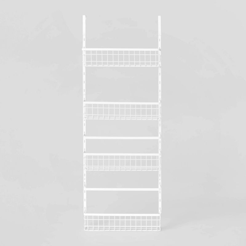 slide 1 of 3, 4 Tier Over-The-Door Storage Rack - Brightroom™: Adjustable Shelves, White Steel, Over Door Organizer, 4 Baskets, 1 ct