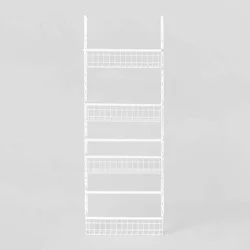 4 Tier Over-The-Door Storage Rack - Brightroom™: Adjustable Shelves, White Steel, Over Door Organizer, 4 Baskets