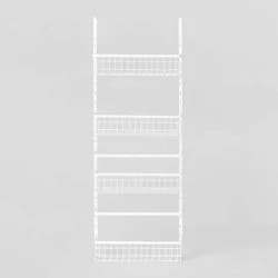4 Tier Over-The-Door Storage Rack - Brightroom™: Adjustable Shelves, White Steel, Over Door Organizer, 4 Baskets