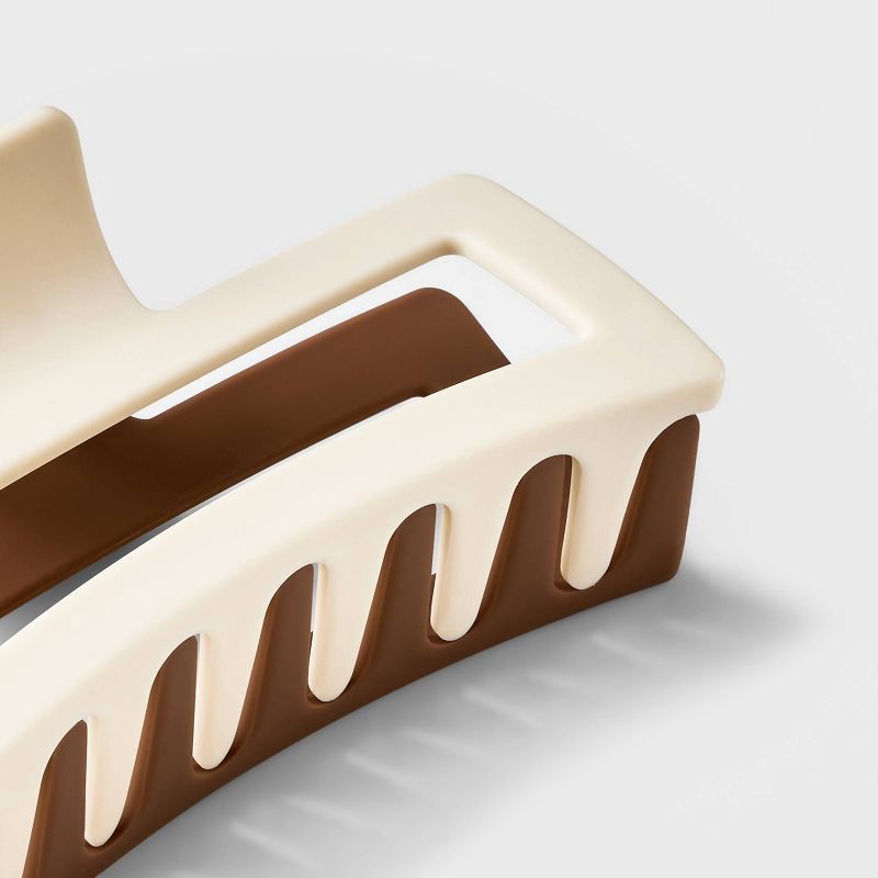 slide 2 of 2, Jumbo Two-Tone Claw Hair Clip - Universal Thread™ Beige/Brown: Solid Pattern, Plastic & Iron, All Hair Types, 1 ct