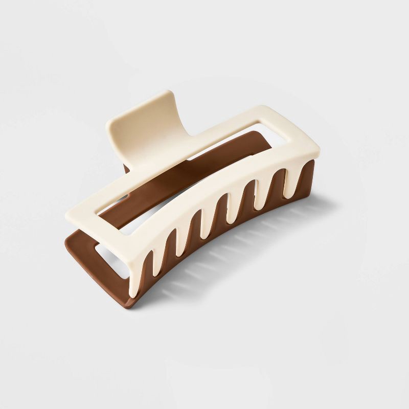 slide 1 of 2, Jumbo Two-Tone Claw Hair Clip - Universal Thread™ Beige/Brown: Solid Pattern, Plastic & Iron, All Hair Types, 1 ct