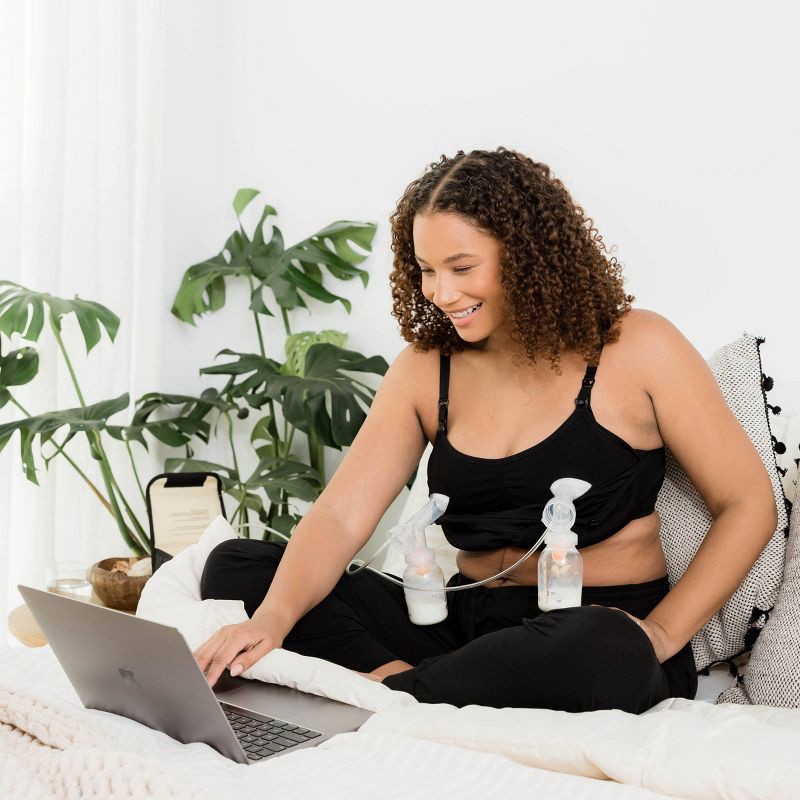 slide 7 of 7, kindred by Kindred Bravely Women's Pumping + Nursing Hands Free Bra - Black M-Busty: Light Support, Removable Padding, Maternity, 1 ct