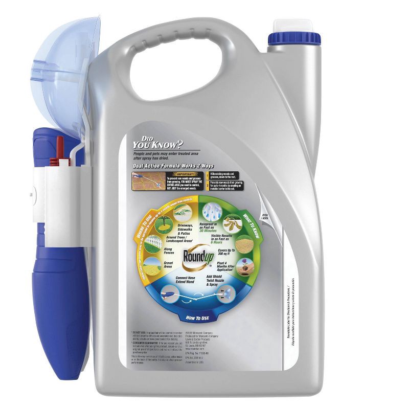 slide 2 of 12, Roundup 1gal Dual Action Weed and Grass Killer with 4 Month Preventer RTU Sure Shot Wand, 1 gal