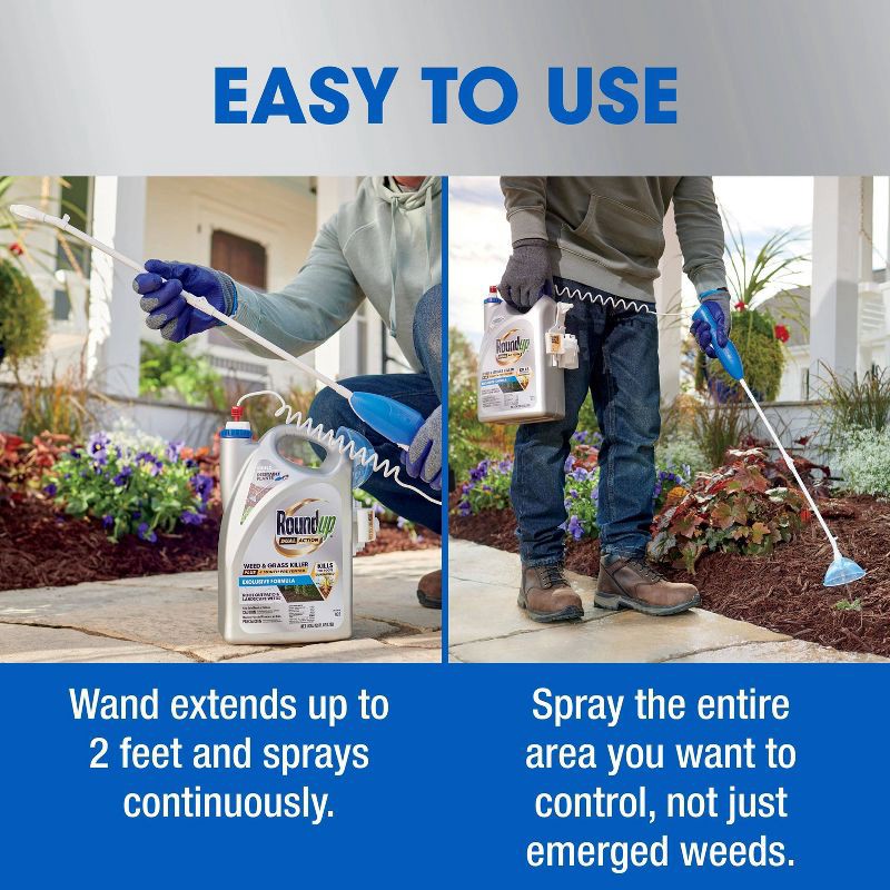 slide 11 of 12, Roundup 1gal Dual Action Weed and Grass Killer with 4 Month Preventer RTU Sure Shot Wand, 1 gal