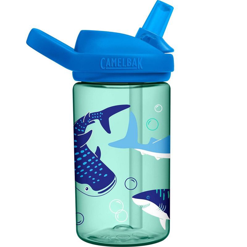 slide 3 of 10, CamelBak Eddy+ Kids' 14oz Tritan Renew Water Bottle - Coastal Sharks and Bubbles, 14 oz