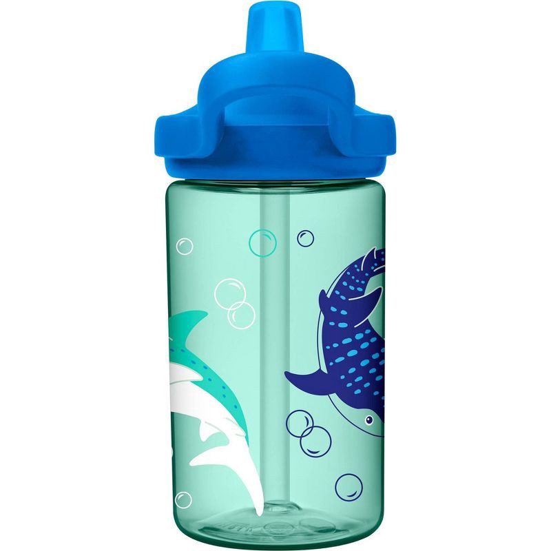 slide 4 of 10, CamelBak Eddy+ Kids' 14oz Tritan Renew Water Bottle - Coastal Sharks and Bubbles, 14 oz