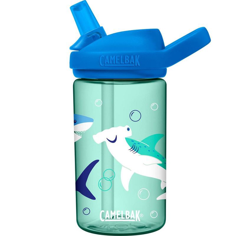 slide 1 of 10, CamelBak Eddy+ Kids' 14oz Tritan Renew Water Bottle - Coastal Sharks and Bubbles, 14 oz