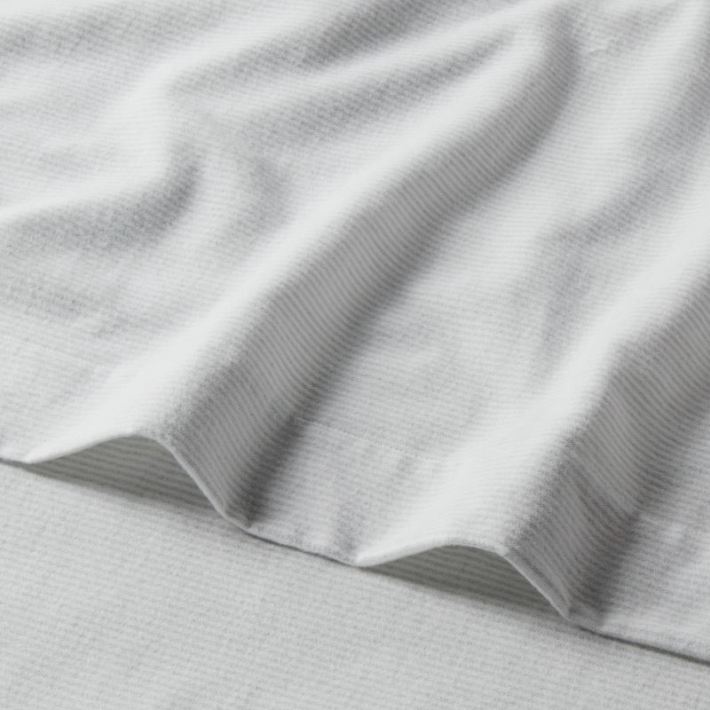slide 2 of 4, Queen Flannel Sheet Set Gray Stripe - Threshold, 1 ct