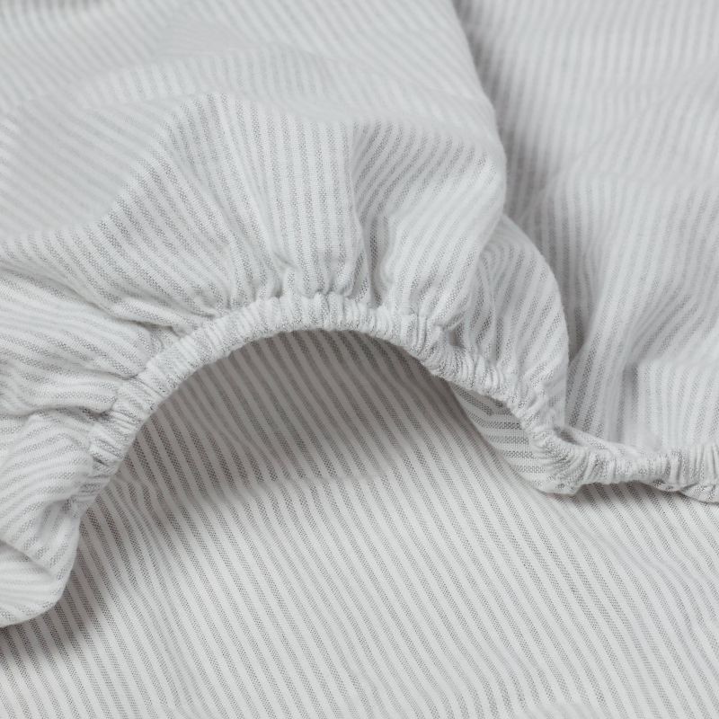 slide 4 of 4, Queen Flannel Sheet Set Gray Stripe - Threshold, 1 ct