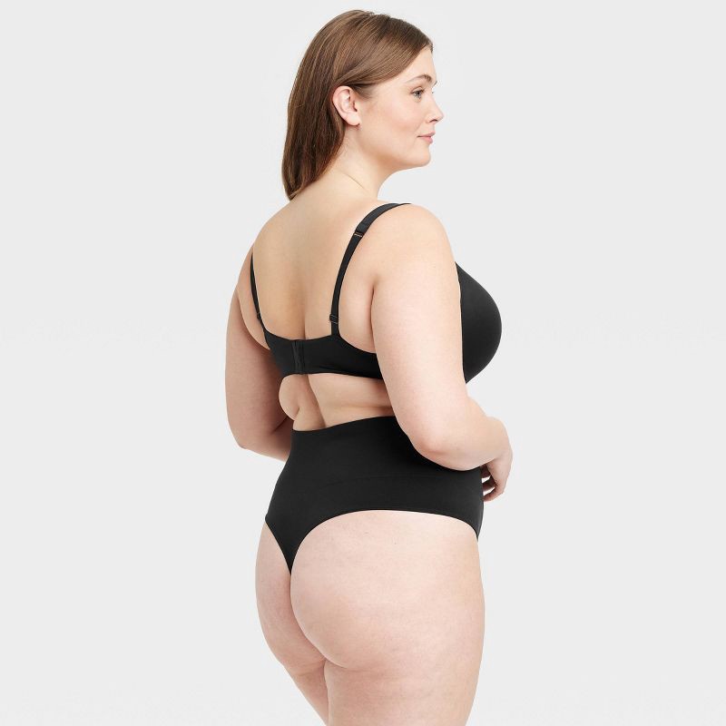 slide 2 of 3, Women's Seamless High Waisted Rise Thong Underwear - Auden™ Black 3X: Plus Size Knit Nylon Spandex, 1 ct