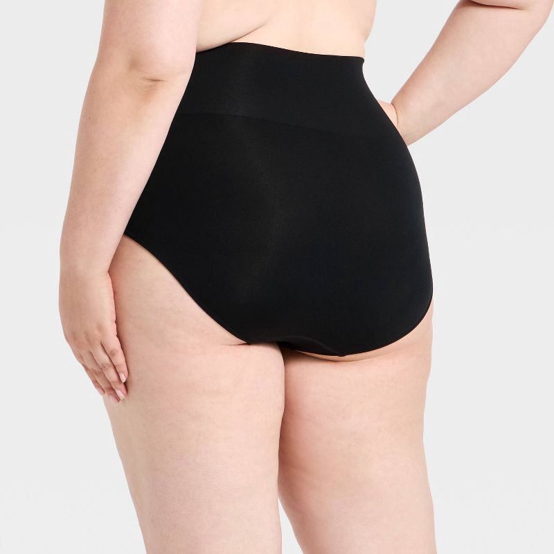 slide 2 of 3, Women's Seamless High-Rise Waisted Briefs Underwear - Auden™ Black XXL: Lightweight Nylon Spandex Knit, Solid Pattern, Pull-On Style, 1 ct