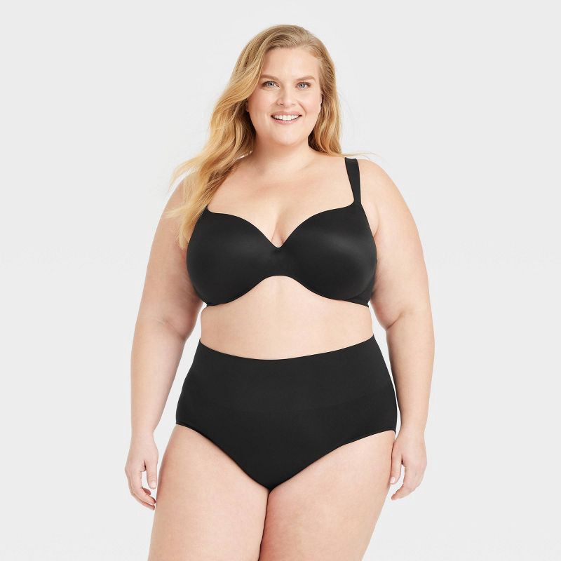 slide 1 of 3, Women's Seamless High-Rise Waisted Briefs Underwear - Auden™ Black XXL: Lightweight Nylon Spandex Knit, Solid Pattern, Pull-On Style, 1 ct