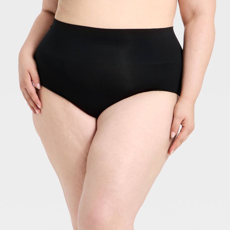 slide 1 of 3, Women's Seamless High-Rise Waisted Briefs Underwear - Auden™ Black 2X: Lightweight Knit, Plus Size, 1 ct