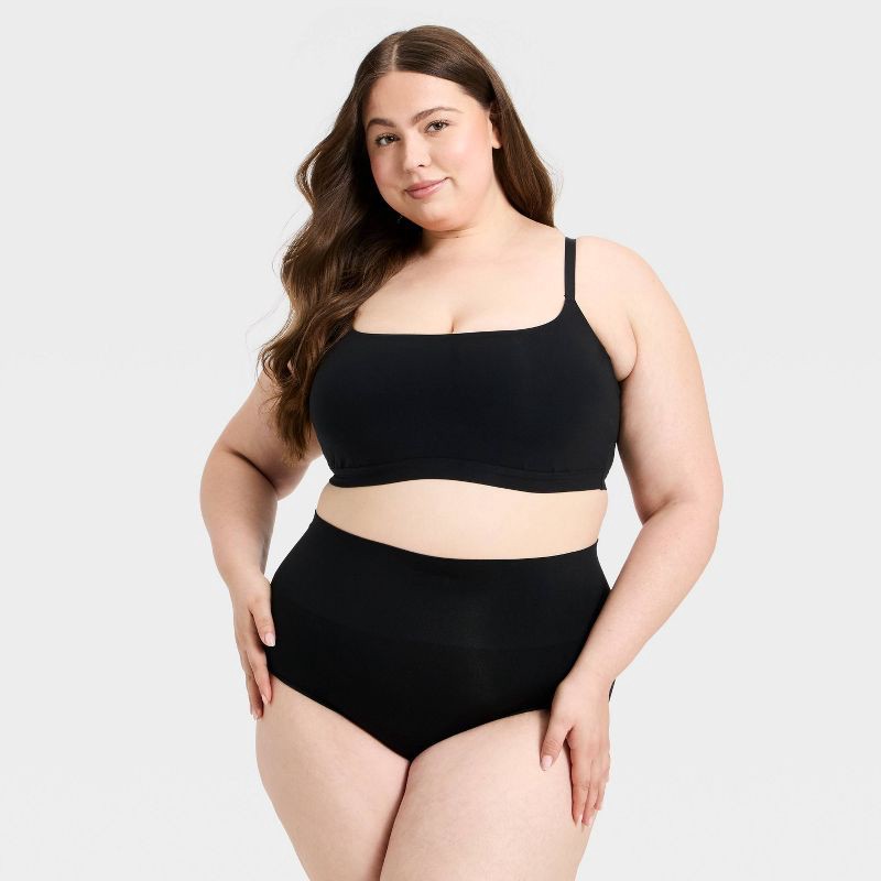 slide 3 of 3, Women's Seamless High-Rise Waisted Briefs Underwear - Auden™ Black 3X: Lightweight Nylon Spandex Knit, Plus Size, Machine Washable, 1 ct
