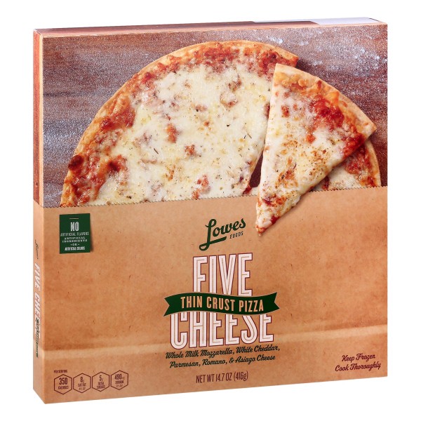 slide 1 of 1, Lowes Foods Five Cheese Thin Crust Pizza, 14.7 oz