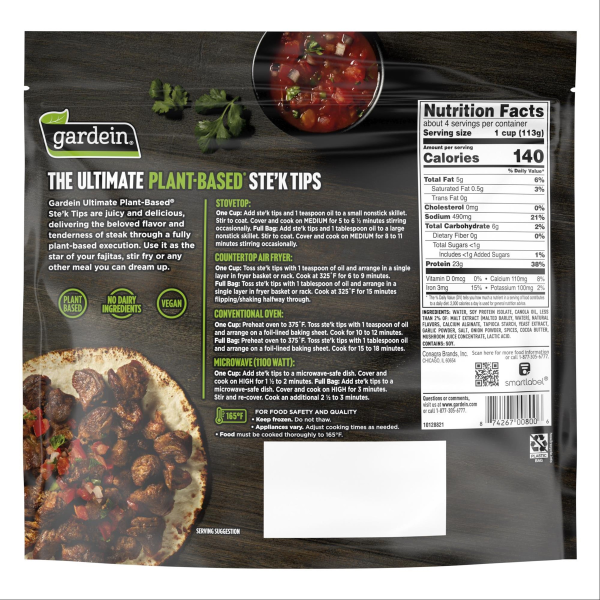 slide 2 of 2, Gardein Ultimate Plant-Based Ste'k Tips, Frozen Meat Alternative, 15 oz., 15 oz