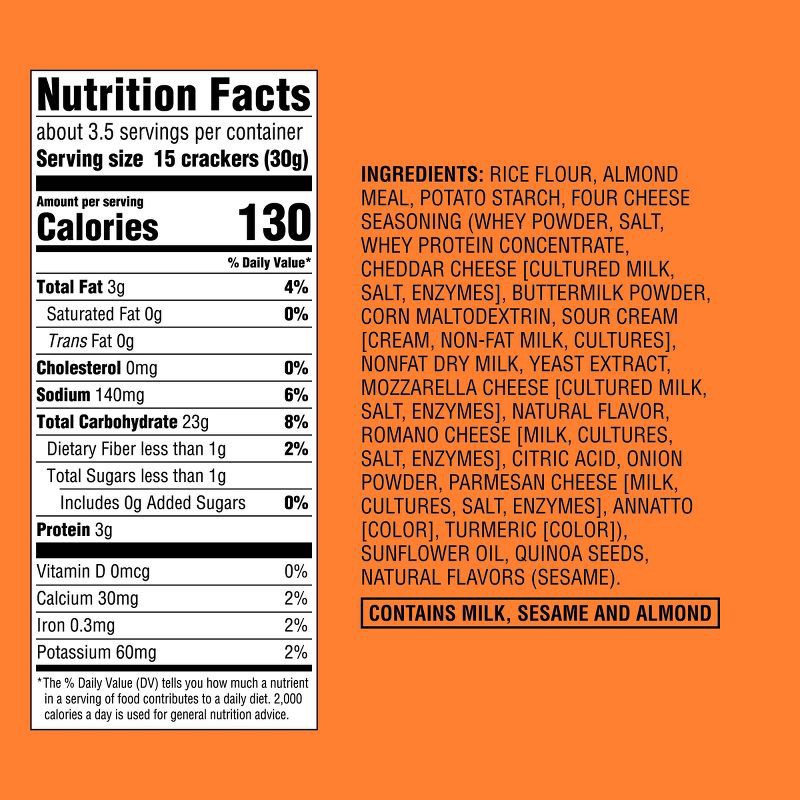 slide 5 of 5, Gluten Free Rice & Almond Flour Four Cheese Crackers - 3.5oz - Good & Gather™, 3.5 oz