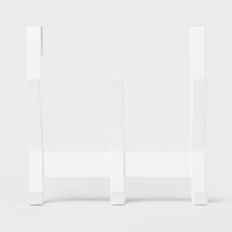 slide 3 of 3, Heavy Duty Over The Door 3 Hooks Rail Matte White - Brightroom™: Steel Door Hanger Rack, Powder-Coated, No Assembly, 1 ct