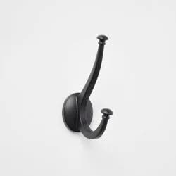 New Traditional Double Hook Matte Black - Threshold™: Wall Hook, Zinc Alloy, 15 lb Capacity, Decorative Towel Hook