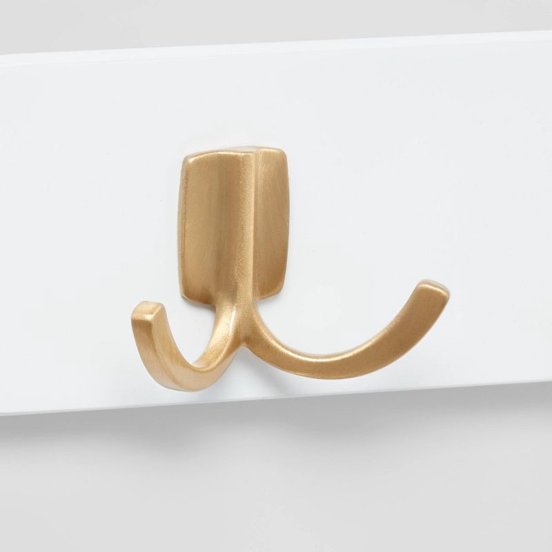 slide 3 of 3, Modern Octopus 4 Rail Gold Hooks White - Brightroom™: Wall Mounted Decorative Hook Rack, Cast Aluminum, 18" Length, 1 ct