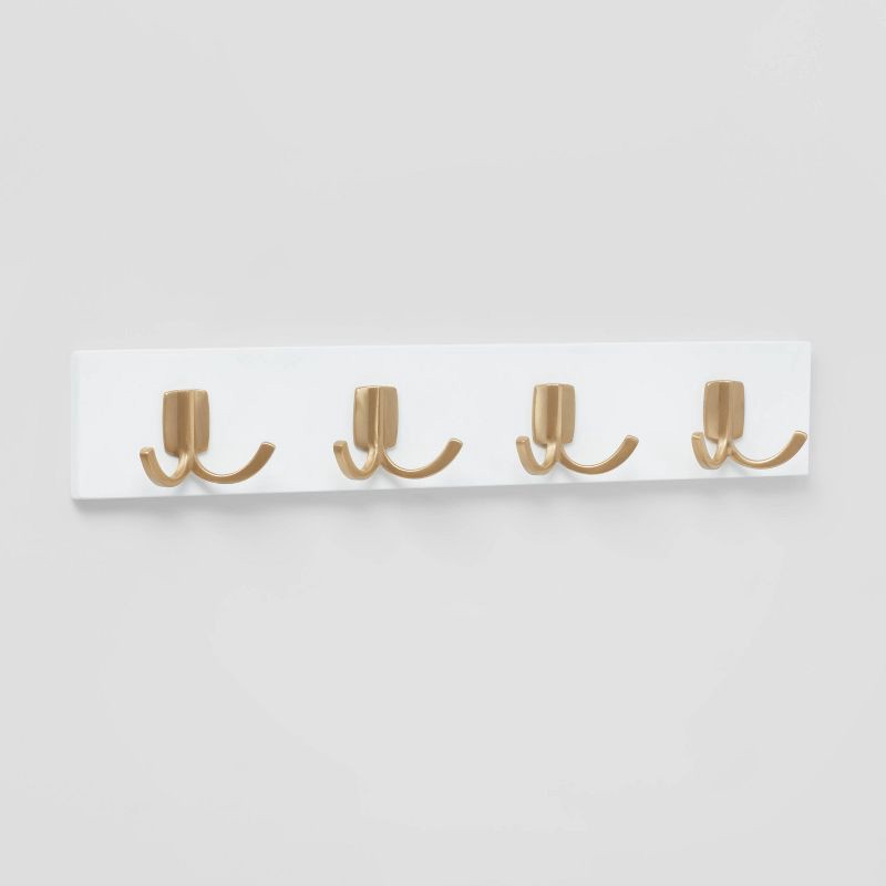slide 1 of 3, Modern Octopus 4 Rail Gold Hooks White - Brightroom™, 1 ct