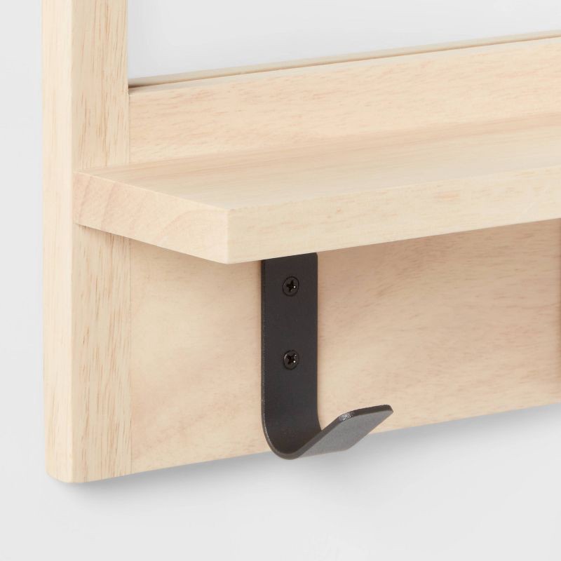 slide 3 of 3, Wood Entryway Organizer with Mirror Light Wood - Brightroom™: Wall Mounted Coat Rack with Hooks, 1 ct