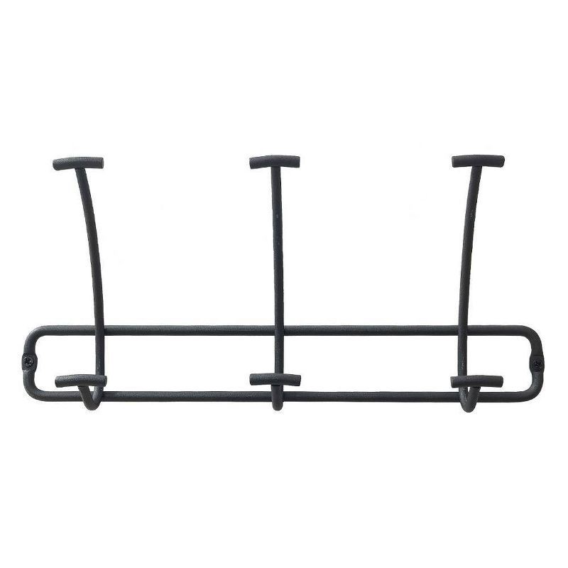 slide 2 of 2, Bent Wire 3 Hooks Rail Black - Threshold™: Wall Mounted Steel Coat Rack, Powder-Coated Decorative Hook Racks, 1 ct