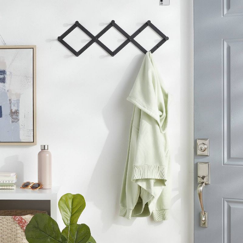 slide 2 of 3, Accordian 10 Hooks Rail Matte Black - Brightroom™: Wall Mounted Aluminum Hat & Coat Rack, Powder-Coated Finish, 1 ct