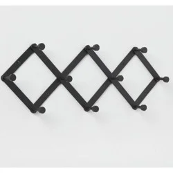 Accordian 10 Hooks Rail Matte Black - Brightroom™: Wall Mounted Aluminum Hat & Coat Rack, Powder-Coated Finish