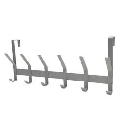 Heavy Duty Over The Door 6 Hooks Rail Matte Gray - Brightroom™: Steel Door Hanger Rack, Powder-Coated Finish, No Assembly