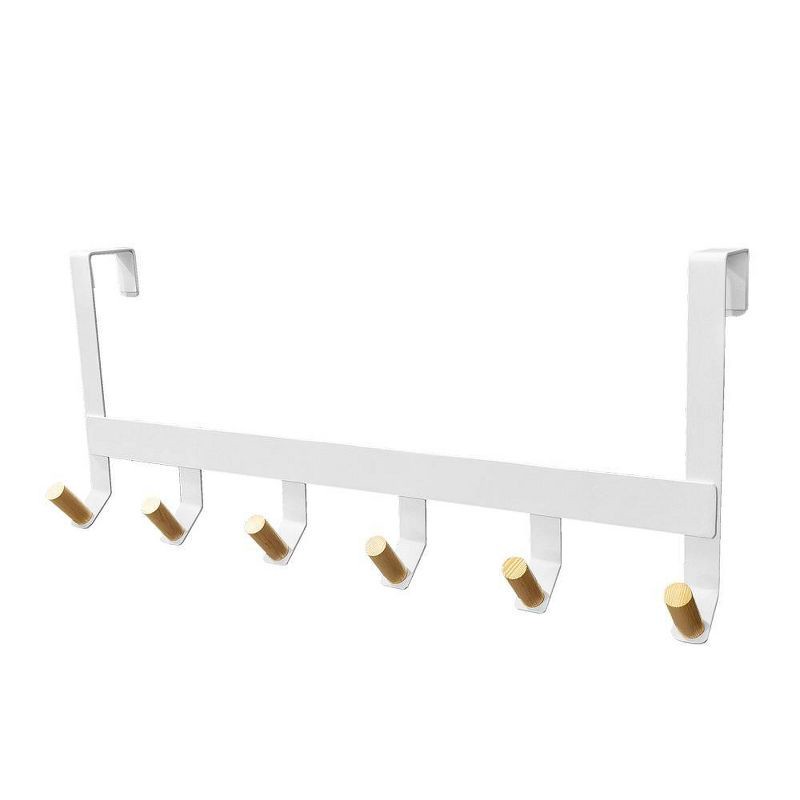 slide 1 of 2, Mixed Material Over The Door 6 Hooks Rail Matte White - Brightroom™, 1 ct