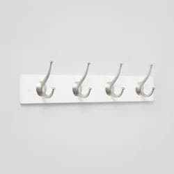 4 Hooks Rail Nickel Hooks Ivory - Threshold™: Wall Mounted Decorative Hook Rack, Matte Silver, No Assembly Required