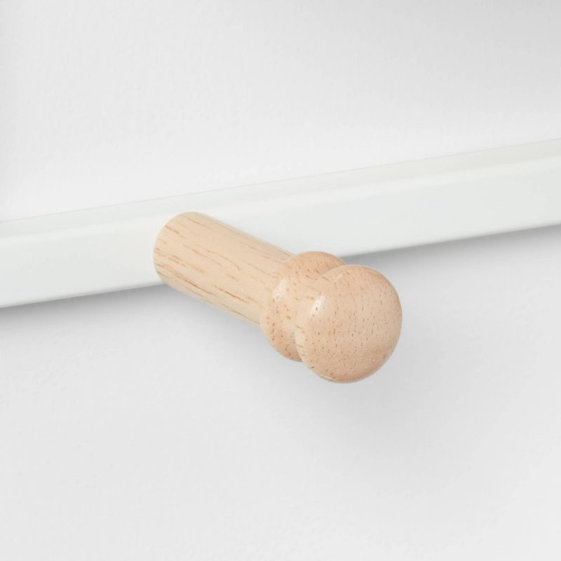 slide 3 of 3, Mixed Material Entryway Organizer Matte White - Brightroom™: Wall Mounted, Steel & Rubberwood, 4 Hooks, 30lb Capacity, 1 ct