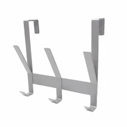 Heavy Duty Over The Door 3 Hooks Rail Matte Gray - Brightroom™: Steel Towel & Coat Rack, Powder-Coated Finish