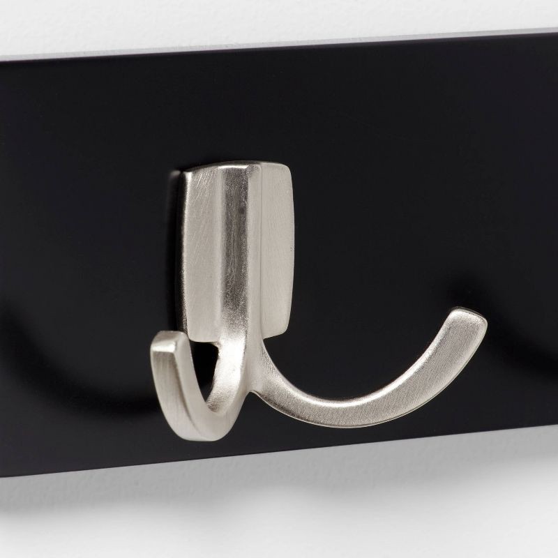 slide 3 of 3, Modern Octopus 3 Rail Nickel Hooks Black - Brightroom™: Wall Mounted Decorative Hook Rack, Coat Rack, 3 Hooks, 1 ct
