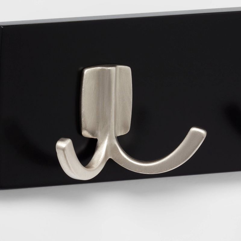 slide 3 of 3, Modern Octopus 5 Rail Nickel Hooks Black - Brightroom™: Wall Mounted Decorative Hook Rack, Coat Rack, 22.5" Length, 1 ct