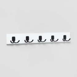 Modern Octopus 5 Rail Matte Black Hooks White - Brightroom™: Wall Mounted Decorative Hook Rack, Cast Aluminum