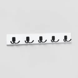 Modern Octopus 5 Rail Matte Black Hooks White - Brightroom™: Wall Mounted Decorative Hook Rack, Cast Aluminum