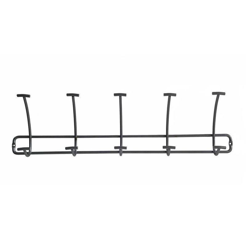 slide 2 of 2, Bent Wire 5 Hooks Rail Black - Threshold™: Wall Mounted Steel Hook Rack, Powder-Coated Finish, Decorative Coat Rack, 1 ct