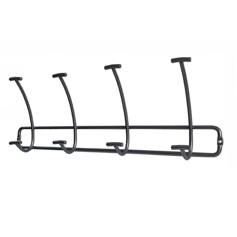 slide 1 of 2, Bent Wire 4 Hooks Rail Black - Threshold™: Wall Mounted Coat Rack, Powder-Coated Steel, Decorative Hook Racks, 1 ct