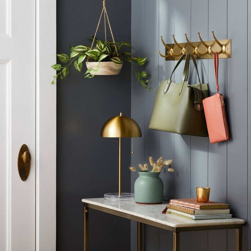 slide 2 of 3, New Traditional 5 Hooks Rail Gold - Threshold™: Wall Mounted Decorative Hook Rack, Light Gold, Zinc Alloy, 40lb Capacity, 40 lb