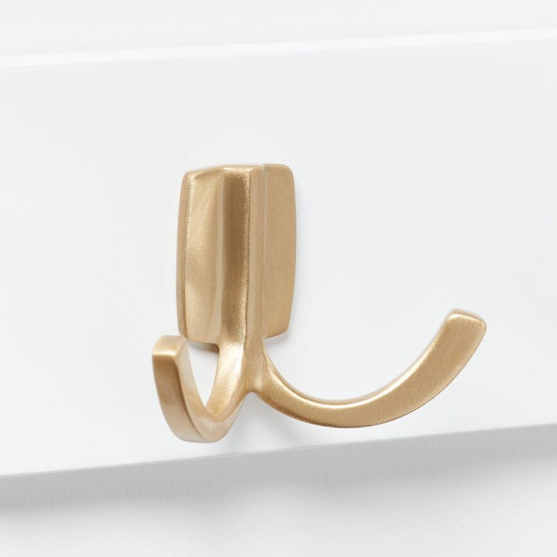 slide 3 of 3, Modern Octopus 3 Hooks Rail Gold/White - Brightroom™: Wall Mounted Decorative Hook Rack, Cast Aluminum, 13.5" Length, 1 ct